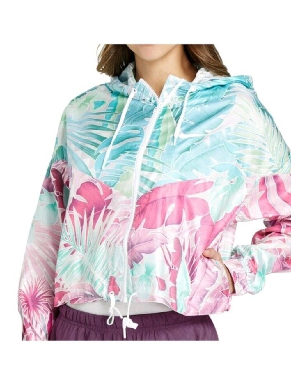 Nike Sportswear Windrunner cropped floral tropical jacket NWT Large